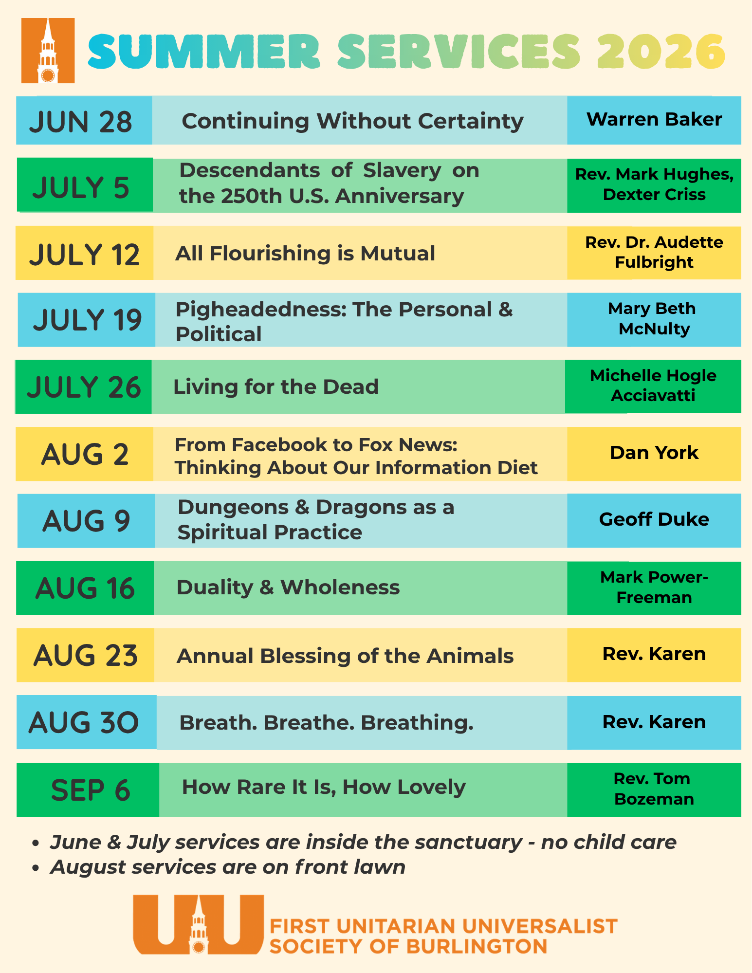 Summer Services 2026